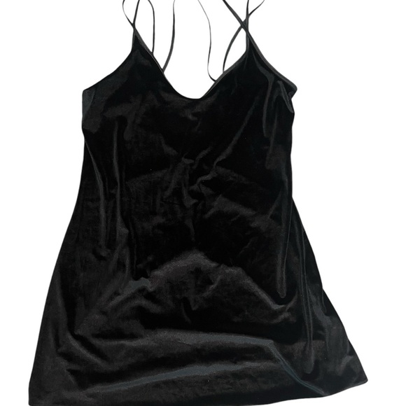 Dentelle velvet cross back strappy chemise dress vintage scoop neck open back LG - Picture 8 of 15